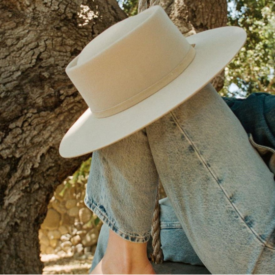 Chapeau Canotier Vale Feutre Beige - Brixton