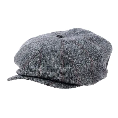 Navy Herringbone Brood Newsboy Cap - Brixton Reference ! 18295 | Chapellerie Traclet