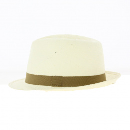 Natural Paper Straw Trilby Hat - Crambes