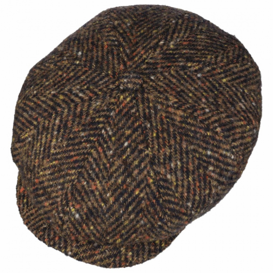 Brown Herringbone Hatteras Cap - Stetson