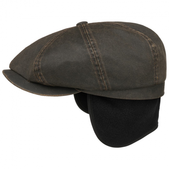 Stetson Brown Cotton Hatteras Cap with Ear Flaps