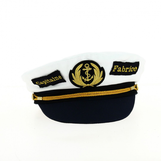 Customized White Cotton Commodore Sailor Cap - Traclet
