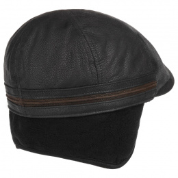 Casquette Redding Cuir Cache-Oreilles Noire - stetson