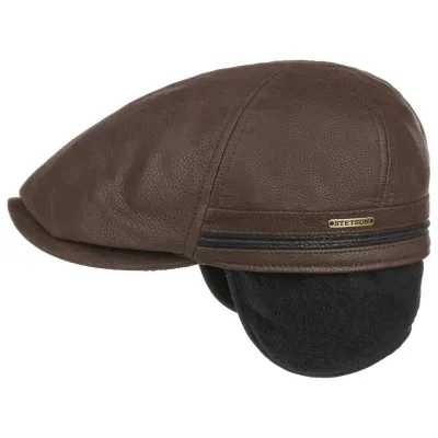 Casquette Redding cuir Cache-oreilles Marron - Stetson Reference : 2914 | Chapellerie Traclet