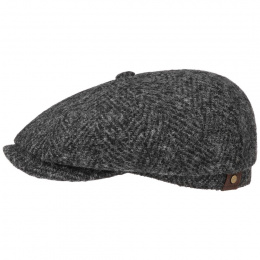 Grey Herringbone Hatteras Cap - Stetson