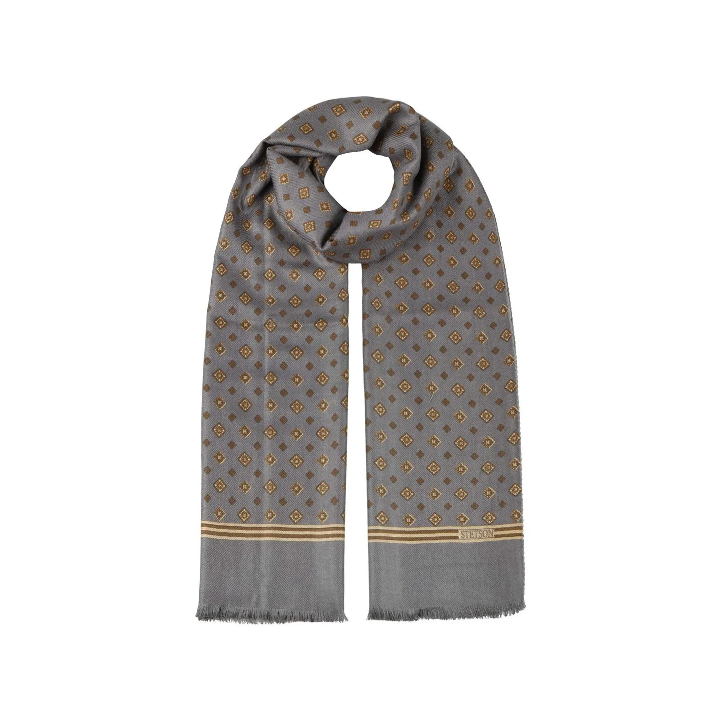 Echarpe Rombs Laine & Soie Bleu - Stetson Référence : 18386 | Chapellerie Traclet