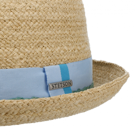 Pork Pie Diamond Raffia Natural Straw Hat - Stetson