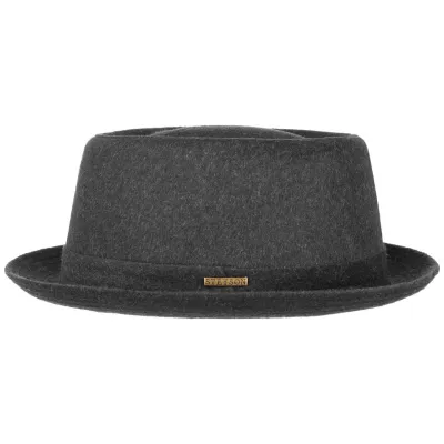 Berning Virgin Wool PorkPie Hat Anthracite - Stetson Reference: 3826 | Traclet Hat Shop