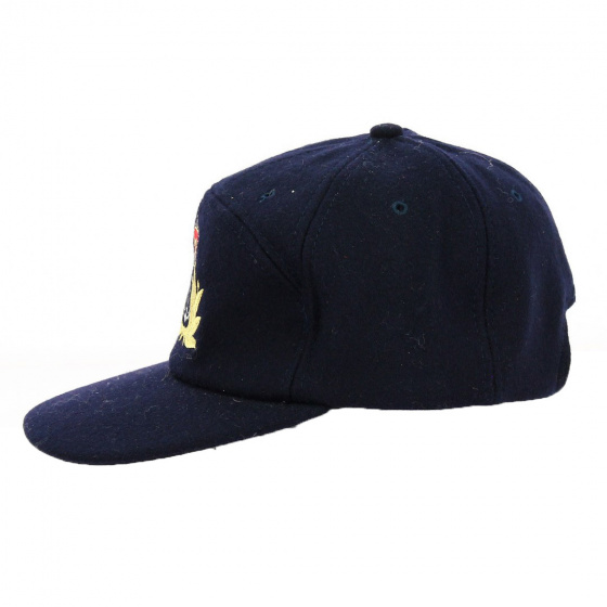 Navy Wool Anchor Baseball Cap - Traclet