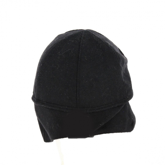 Dalena Black Wool Ear Flap Cap - Traclet