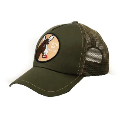 Casquette Trucker Tète de Mule Coton Olive - le Chapoté Paris Reference : 12534 | Chapellerie Traclet