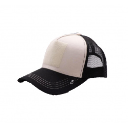Beige and Black Trucker Baseball Cap with Patch - Scratchy's