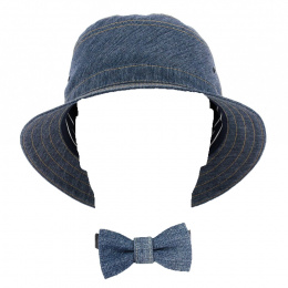 Denim Blue Cotton Bow Tie - Traclet