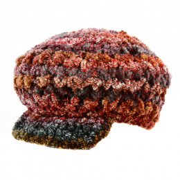 Burgundy Acrylic Knit Newsboy Cap - Traclet