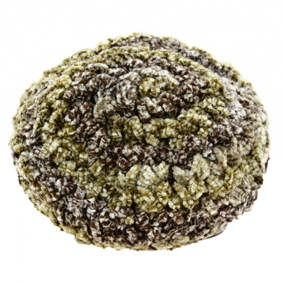 Green Chenille Acrylic Beret - Traclet