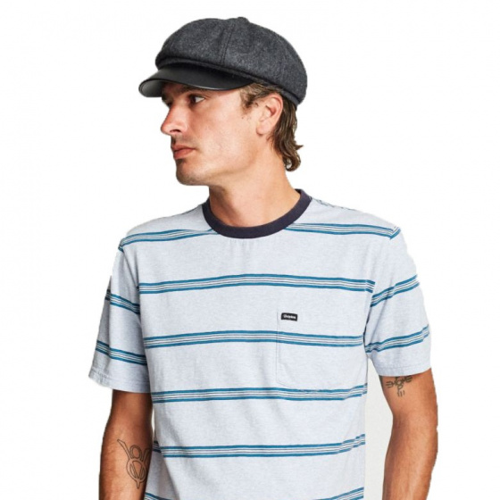 Montreal Grey and Black Newsboy Cap - Brixton Montreal Grey and Black Newsboy Cap - Brixton