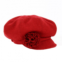 Wool Newsboy Cap with Flower - Traclet