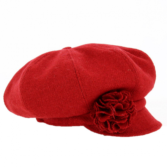 Wool Newsboy Cap with Flower - Traclet