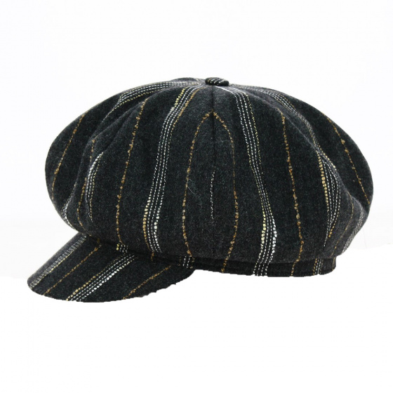 Casquette Gavroche Rayée Noir & Marron - Traclet