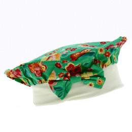 Kids' Floral Green Cotton Romaine Beret - Traclet