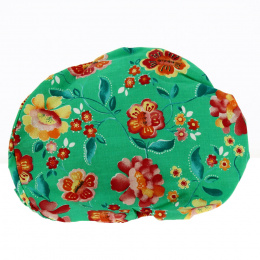 Béret Enfant Romaine Coton Vert Fleuri - Traclet