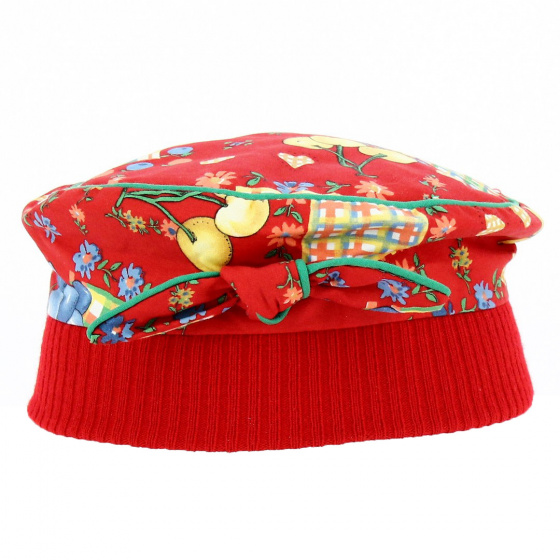 Children's Fruity Red Cotton Toinette Beret - Traclet
