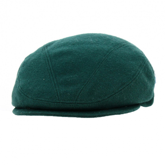 Green Flat Cap Wool Ear Flaps - Traclet