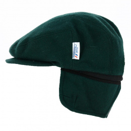 Green Flat Cap Wool Ear Flaps - Traclet