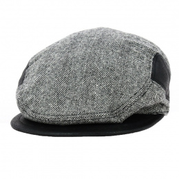 Kids Black Herringbone Flat Cap - Traclet