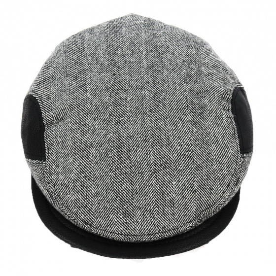 Kids Black Herringbone Flat Cap - Traclet