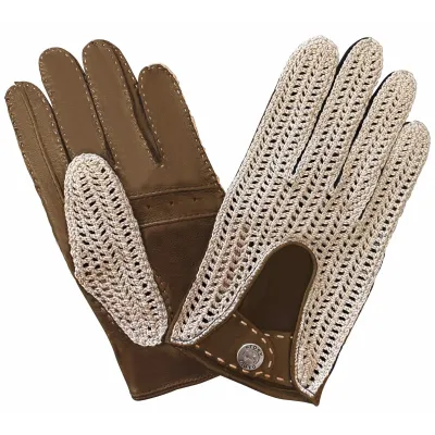Gants De Conduite Cuir Crochet Non Doublé Marron - Glove Story