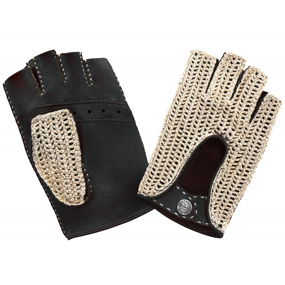 Mitaines De Conduite Cuir & Coton Noire - Glove Story