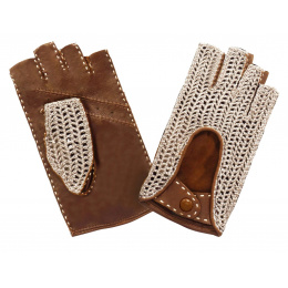 copy of Brown Leather & Cotton Driving Mitt - Glove Story