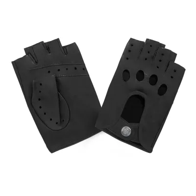 Unlined Black Leather Driving Fingerless Gloves - Glove Story Reference: 18611 | Chapellerie Traclet