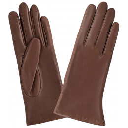 Galia Women's Brown Silk-Lined Leather Gloves - Glove Story
