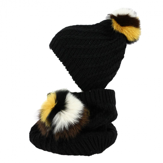 Twisted Alpaca Neck Warmer with Pompom - Traclet