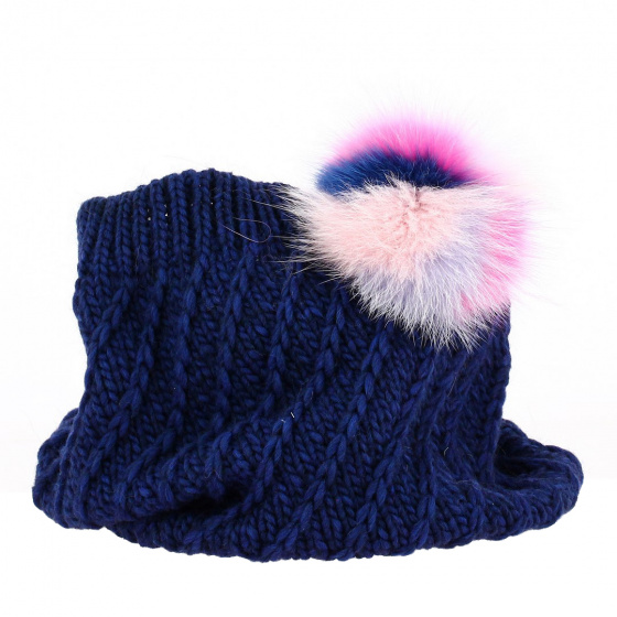 Tour de cou avec Pompon Alpaga torsade - Traclet