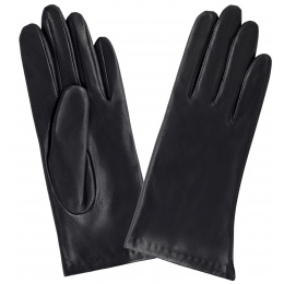 Women's Galia Black Leather Gloves with Silk Lining - Glove Story