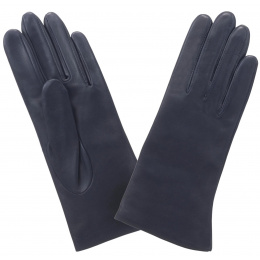 Galia Women's Blue Silk-Lined Leather Gloves - Glove Story