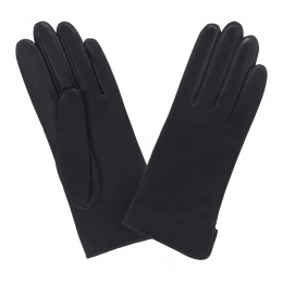 Galia Women's Black Cashmere Lined Leather Gloves - Glove Story