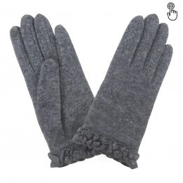 Women's Gathered Touchscreen Grey Gloves - Glove Story
