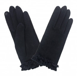 Gants Femme Fronce Tactile Noir - Glove Story