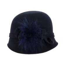 Chapeau Cloche Sophia Feutre Laine Marine - Traclet Reference : 18653 | Chapellerie Traclet