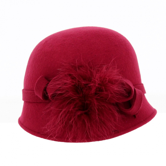 Sophia Red Wool Felt Cloche Hat - Traclet