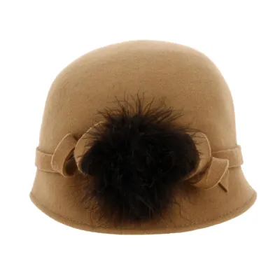 Chapeau Cloche Sophia Feutre Laine Camel - Traclet Reference : 18656 | Chapellerie Traclet
