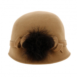Sophia Camel Wool Felt Cloche Hat - Traclet