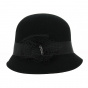 Maithe Black Wool Felt Cloche Hat - Traclet