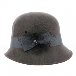 Maithe Cloche Hat Wool Felt Gray - Traclet