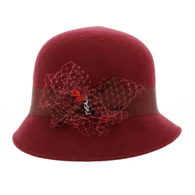 Chapeau Cloche Maithe Feutre Laine Bordeaux - Traclet Reference : 18660 | Chapellerie Traclet