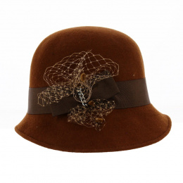 Maithe Cloche Hat Chocolate Wool Felt - Traclet